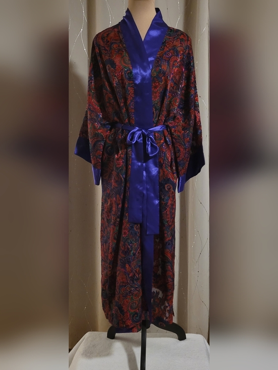 Victoria's Secret Other - Vtg Victoria's Secret Gold Label Jewel Tone Purple Paisley Satin Maxi Robe OS